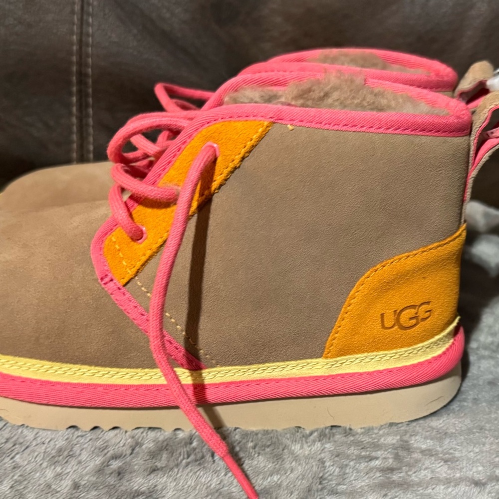 UGG Brown and Pink Boots with Suede Finish
